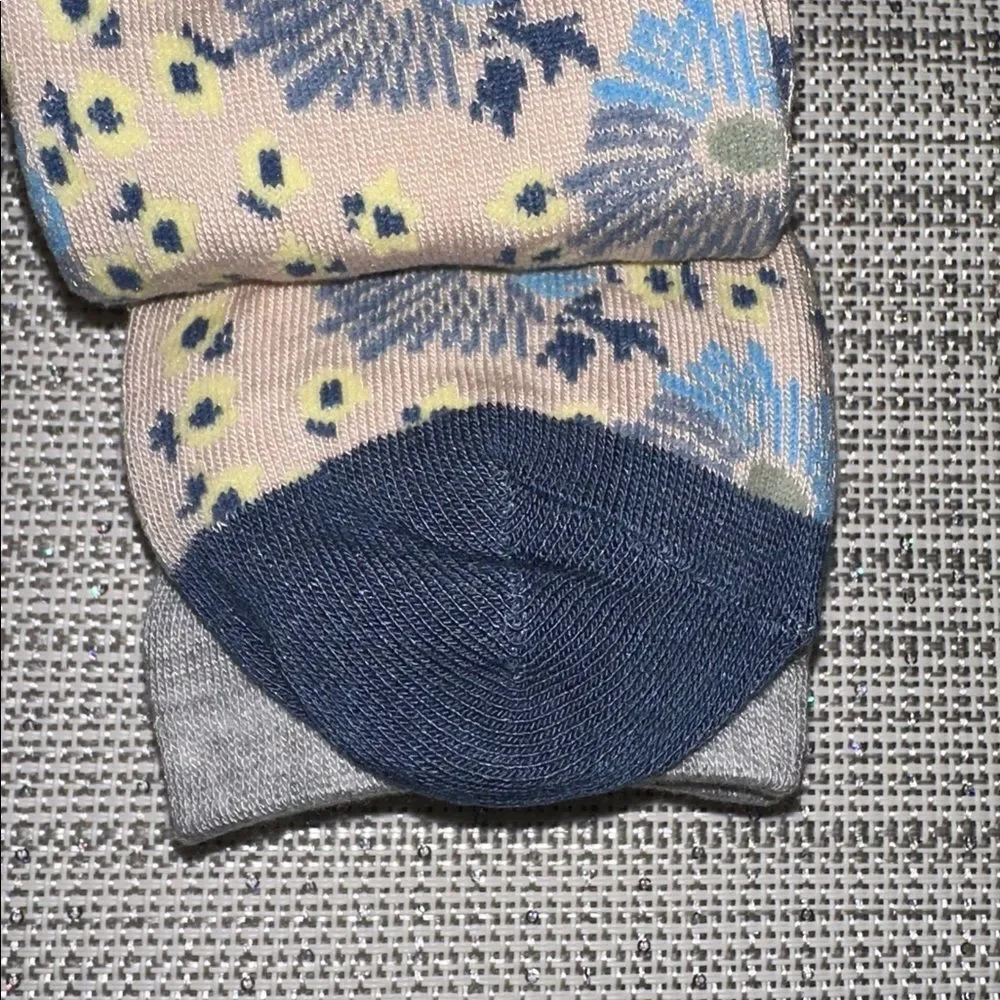 Ted Baker Blue Yellow Floral Dress Crew cut Knit Bamboo Blend Socks 3 pack